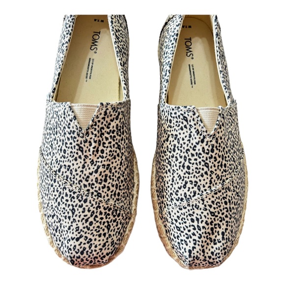 TOMS Alpargata Rope Platform Slip On Black Cream Leopard Print Women's Size 7.5 - Picture 5 of 9